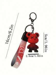 Llavero bonito con colgante de peluche de oso estrella de dibujos animados con correa, regalo para el Día de San Valentín, cumpleaños, accesorios para el coche, colgante para bolso - Morado - View 2