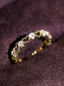 1個浪漫時尚合金白色心形寶石戒指,情人節送女朋友的禮物 - 銀色-RING1262-1 - 查看 6