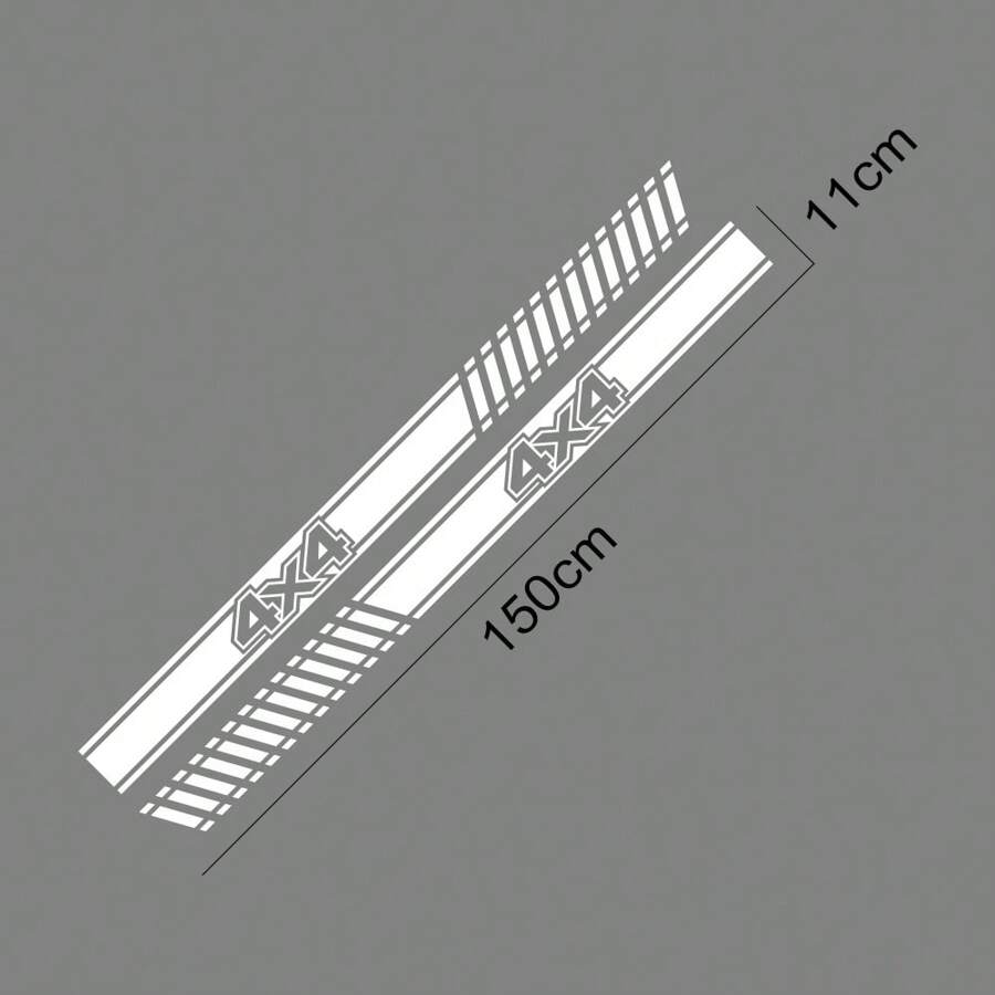 2pcs Car Side Door Stripe Sticker For Lada Niva 4x4, White - White - View 1