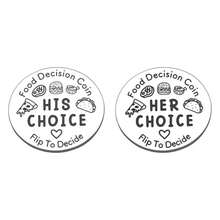 1pc Unisex New Style Double-Sided Engraved Stainless Steel Decision Coin For Couples Cooking, Creative Personalized Valentine'S Day Gift For Enthusiasts, Silver - Silver - View 5