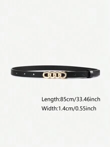 1條兒童用pu材質帶,帶有金色圓形扣,適用於日常生活 - 黑色 - 查看 2