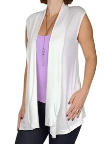Women Sweater Vests - 白色 - 查看 5