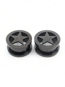 2 件 6 毫米-16 毫米不锈钢耳塞和耳洞星形耳洞螺丝耳环扩展器耳塞身体珠宝穿孔