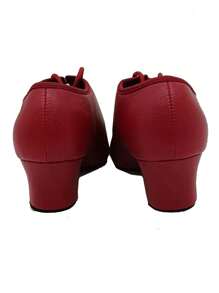 女性拉丁舞鞋莎莎舞鞋柔軟鞋底透氣pu女士練習跳舞鞋跟高5cm女士舞蹈運動鞋尺寸35-42 - 紅色 - 查看 5