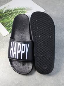 'happyslides'新款大尺碼3d印花柔軟時尚防水防滑pvc鞋底涼鞋 - 黑色 - 查看 4