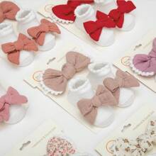 2pcs/set Lace Ruffle Socks With Hairband For Baby Girls/boys, With Handmade Bowknot, White - Khaki - View 4