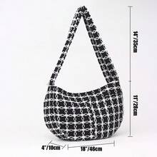 毛絨寵物背包,蓬鬆寵物肩袋,斜跨背包,貓狗寵物攜帶包 - 黑與白 - 查看 2