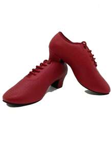 女性拉丁舞鞋莎莎舞鞋柔軟鞋底透氣pu女士練習跳舞鞋跟高5cm女士舞蹈運動鞋尺寸35-42 - 紅色 - 查看 8