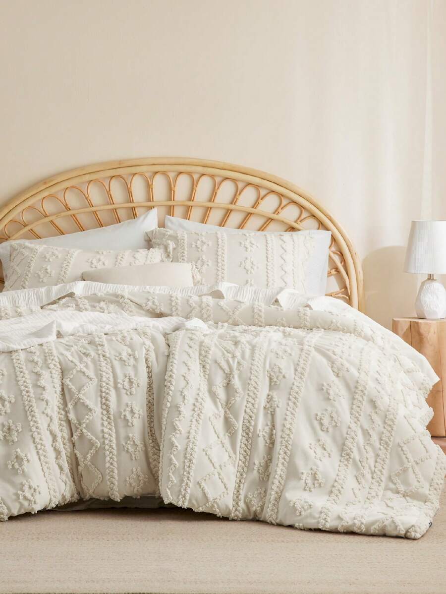 Tufted Boho Comforter Set - Boho Bedding Comforter Set, 3 Pieces Farmhouse Shabby Chic ...