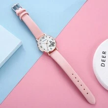5 件套可爱马卡龙色小表盘简约手表 + 独角兽手链套装，适合生日、万圣节、礼物（无盒） - 粉色 - 查看 4
