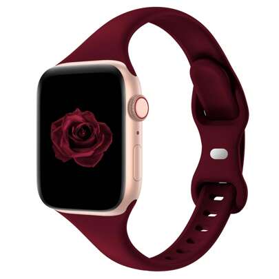 Kompatibel mit Apple Watch Armband 38mm 40mm 41mm 42mm 44mm 45mm 46mm 49mm, kompatibel mit Apple Watch Series Ultra/Ultra 2 10/9/8/7/6/5/4/3/2/1 SE, Damen Ultra-dünnes schmales Ersatz Soft Silikon Sportarmband
