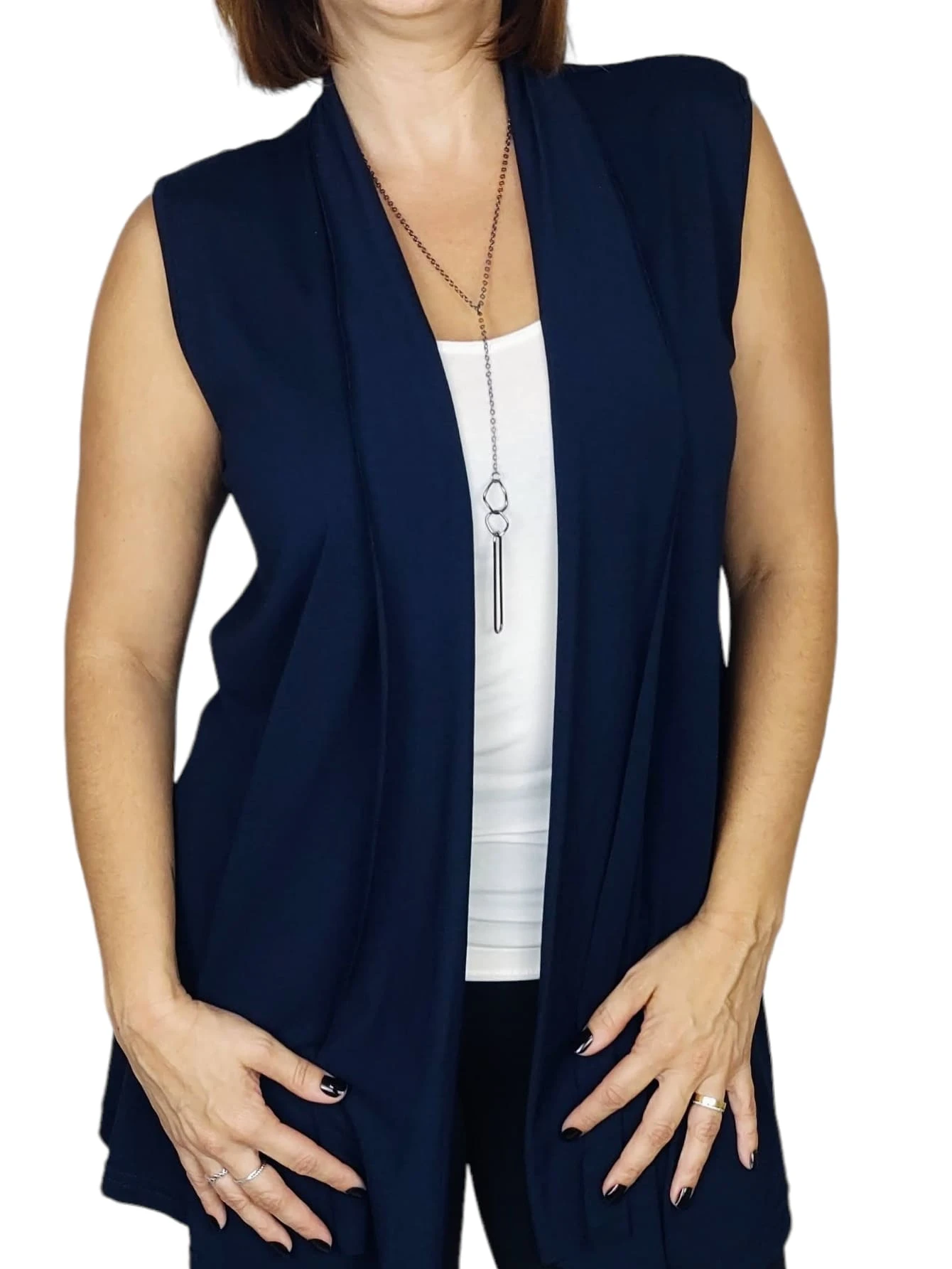 Women Sweater Vests - Màu xanh hải quân - Xem 1