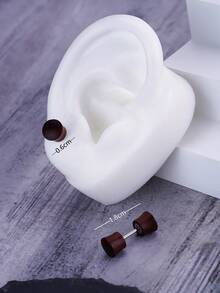 1 Pair/Set Punk Men Earrings Cross Ear Hoops Stainless Steel Wood Barbell  Earrings Skull Ear Studs Fake Taper Earrings for Men Women Ear Jewelry Daily Wear Best Friend Cousin Christmas Gift - Multicolor - View 14