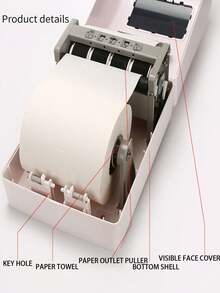 1Pc Plastic Auto-Cut Tissue Dispenser With Paper Towels, Auto-Cut Tissue Dispenser With Paper Towels, Wall Mounted Tissue Dispenser, Battery-Free Tissue Dispenser Zero Waste For Homes And Businesses, White (With 7-Inch Diameter Rolls) - White - View 3