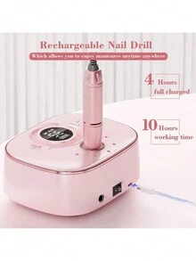粉色電動指甲油鑽孔機套裝,附有指甲鑽頭,可充電便攜式電動修甲藝術筆電動指甲磨光機,指甲磨檔電動修甲筆修甲機套裝,專業修甲藝術,適用於修形和磨光,去角質,去死皮和凝膠磨擦機套裝,趾甲磨光機指甲磨光設備指甲家電修甲和美甲套裝配件diy指甲藝術工具,適用於陶瓷/丙烯酸凝膠指甲,沙龍和家庭使用以及新年禮品 - 粉色 - 查看 5