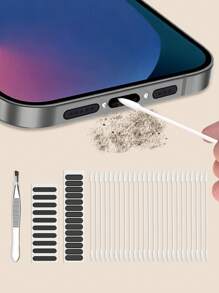 4pcs/Set Cleaning Tool Kit For Mobile Phone With Cleaning Rod, Tweezers, Dust Plug, Dust Net And Brush - Black and White - View 1