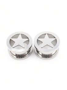 2 件 6 毫米-16 毫米不锈钢耳塞和耳洞星形耳洞螺丝耳环扩展器耳塞身体珠宝穿孔
