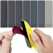 微型砂光套裝,帶鉤環砂光紙,不同磨砂粗細度,濕式或乾式砂磨帶細部手砂工具,附有70片砂紙,適用於木製家具、金屬、汽車、玻璃等 - 黃色 - 查看 9