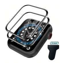 2入組軟式屏幕保護貼，適用於Apple Watch Series 7/6/5/4/3/2(40/41/42/45毫米)，全覆蓋高清防水膜，採用複合軟膜和刮痕工具，非玻璃保護膜 - 無色 - 查看 1
