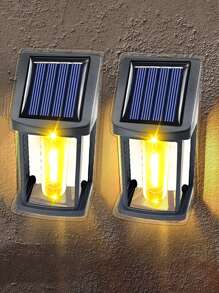 2入組白色室外太陽能壁燈,太陽能鎢絲燈光led庭院裝飾燈,壁掛燈led智慧控制壁燈帶室外防水太陽能板。適用於室外庭院、花園、人行道、走廊和其他裝飾照明。 - 白色 - 查看 9