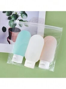 3 件裝旅行盥洗用品防漏擠壓瓶- 用於洗髮水、護髮素、乳液和沐浴露的可再填充化妝品容器,矽膠防漏旅行瓶套裝隨身攜帶用於洗髮水、乳液、盥洗用品的可再填充可擠壓容器 - 彩色 - 查看 4