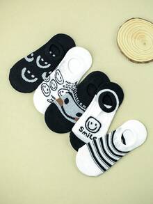 5pairs Cartoon Expression Pattern Invisible Socks - Multicolor - View 2