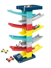 1 pieza Juego de pista de coche de 8 capas con 4 coches, adecuado para niños y niñas de 3 a 6 años, regalo de cumpleaños perfecto, color aleatorio
