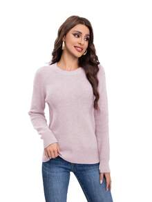 Jersey de cuello redondo de tipo tejido - Rosa - Ver 3