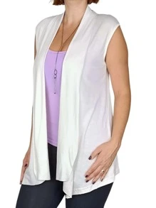 Women Sweater Vests - 白色 - 查看 6