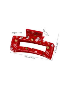 1 件圣诞抓夹，新款可爱麋鹿、雪人铃铛、多种图案印花、趣味发夹，女士节日气氛，头发、发夹、发饰 - 無色 - 查看 2