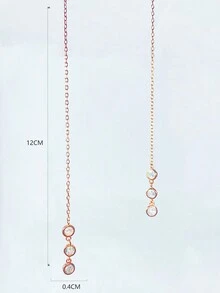 2pcs 925 Silver & Zirconia Tassel Pendant Earrings Suitable For Women's Daily & Work Wear In Autumn And Winter, Luxury Jewelry Gift - Rose Gold - View 4