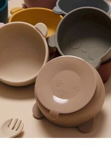 兒童矽膠碗熊貓寶貝餐具,聖誕萬聖感恩節禮物 - 淺藍色 - 查看 5