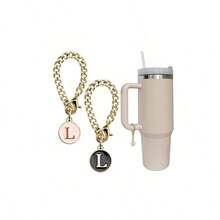 杯子字母吊飾配件 2 件組首字母 Id 不倒翁個性化手柄吊飾 - 霧霾藍 - 查看 1