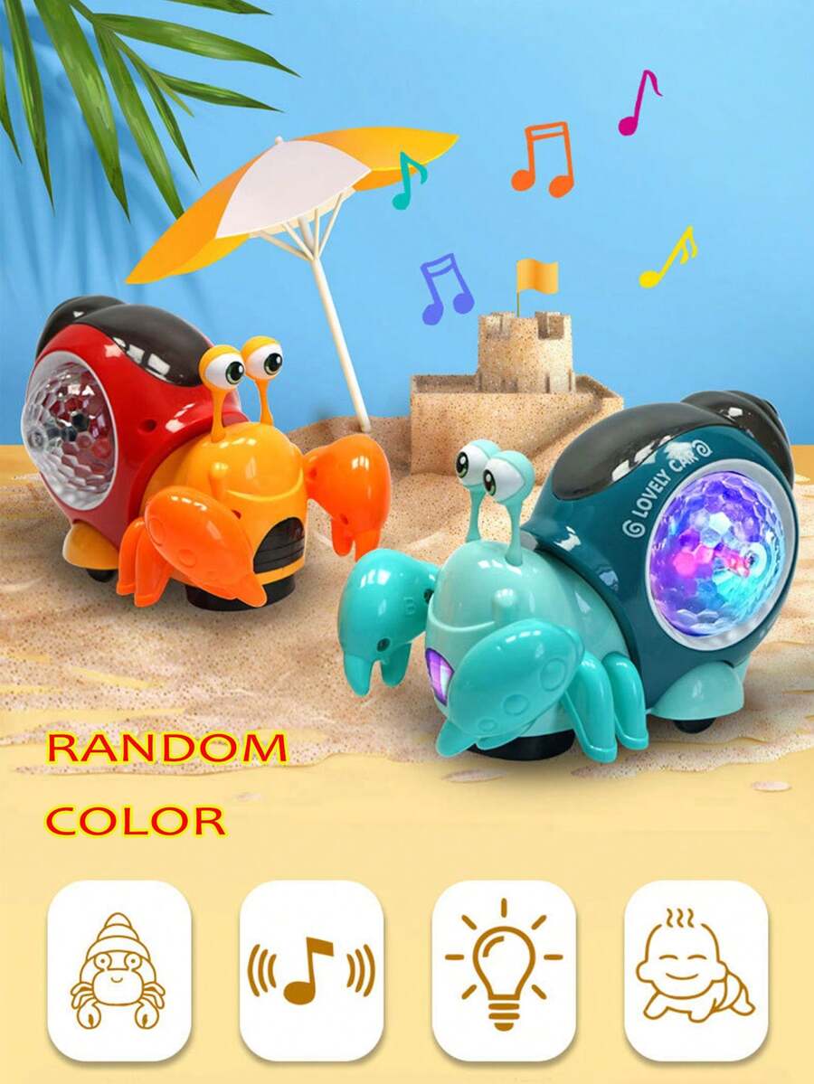 1pc Electric Hermit Crab Toy With Colorful Lights And Random