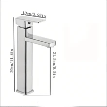 Countertop Wash Basin Hot & Cold Water Tap, Four Square Basin Tap With Increased Height For Bathroom Wash Basin - Silver - View 3