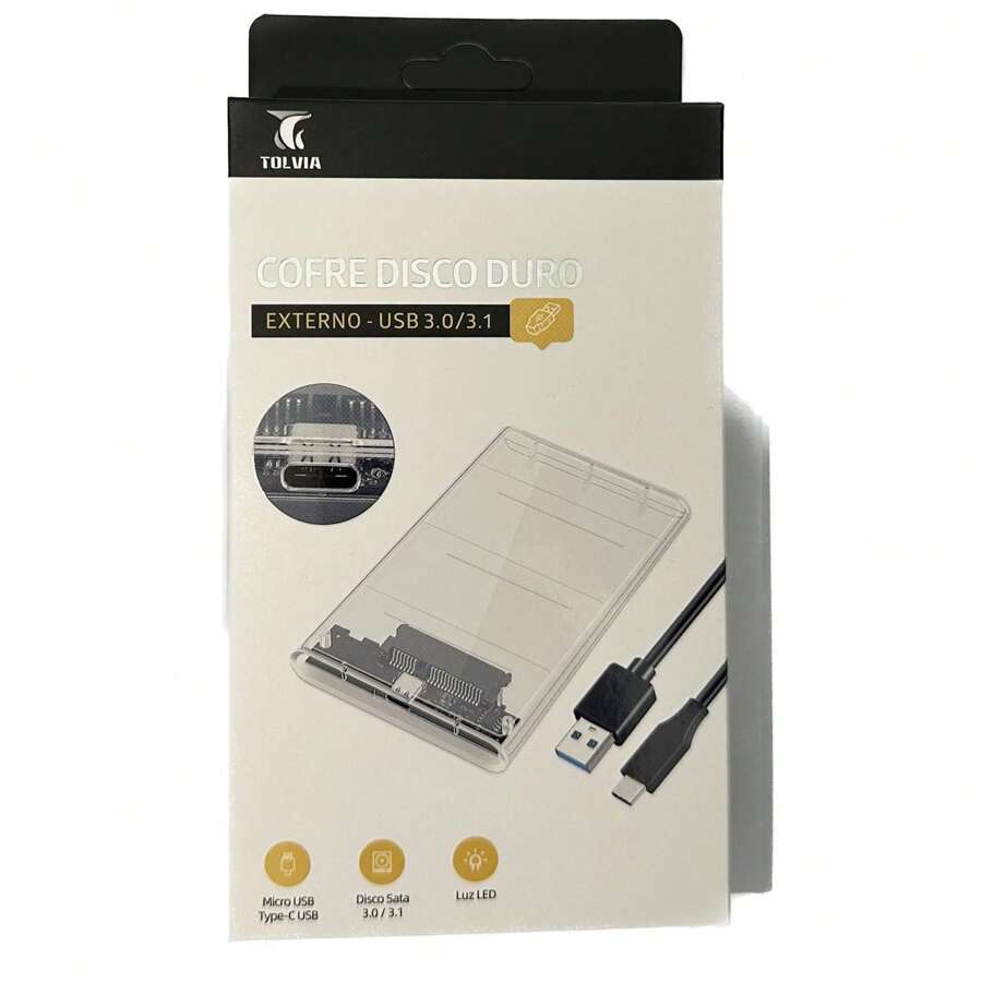 Case Slim Hd Ssd Adaptador Usb 3.0/3.1 Sata 3.0" Externo 5gbps Rápido Transparente - Transparente - Visão 1
