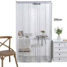 1入組簡約優雅銀線帶流蘇裝飾窗簾,適用於客廳、服飾店和浴室 - 灰色 - 查看 5