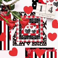 24入組情人節彩色背景相簿紙,假日裝飾diy分類材料紙,手帳紙各種圖案,組織紙,紙剪,單面手帳,6*6英寸 - 彩色 - 查看 5