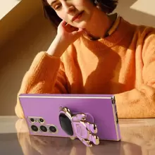 1 peça Capa de Telefone TPU com Suporte Duplo Eletroplado Roxo Compatível com Samsung S21/S21plus/S21 Ultra/S22/S22plus/S22 Ultra/S23/S23plus/S23 Ultra/S24/S24plus/S24 Ultra/S21fe/Note 20/Note20 Ultra, Unissex - Roxa - Ver 4