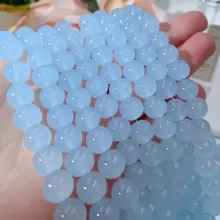 106pcs 8mm ( 0.315in ) Ánh sáng Xanh Hạt thủy tinh Với Thẳng Lỗ , DIY Làm đồ trang sức Phụ kiện - màu xanh da trời - Xem 5