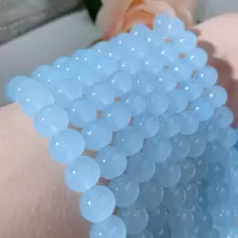 106pcs 8mm ( 0.315in ) Ánh sáng Xanh Hạt thủy tinh Với Thẳng Lỗ , DIY Làm đồ trang sức Phụ kiện - màu xanh da trời - Xem 2