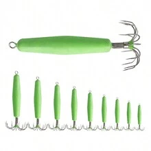 發光烏賊鉤、傘鉤、海釣無刺鉤、12針烏賊釣鉤、吹管傘鉤、章魚鉤、墨魚鉤 - 綠色 - 查看 1