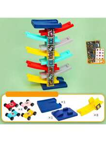 1 pieza Juego de pista de coche de 8 capas con 4 coches, adecuado para niños y niñas de 3 a 6 años, regalo de cumpleaños perfecto, color aleatorio