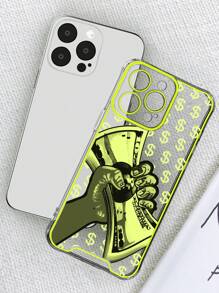 1pc Luminous High Translucent Tpu Glowing Case With Printed Pattern, Compatible With Iphone 11/11 Promax/12/12 Promax/13/13 Promax/14/14 Promax/15/15 Promax/15 Plus/15 Pro - Mustard Yellow - View 4