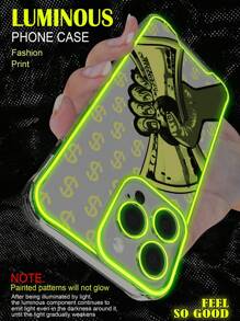 1pc Luminous High Translucent Tpu Glowing Case With Printed Pattern, Compatible With Iphone 11/11 Promax/12/12 Promax/13/13 Promax/14/14 Promax/15/15 Promax/15 Plus/15 Pro - Mustard Yellow - View 2