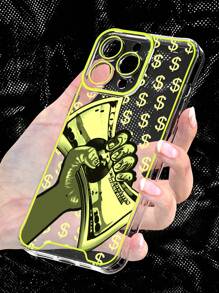 1pc Luminous High Translucent Tpu Glowing Case With Printed Pattern, Compatible With Iphone 11/11 Promax/12/12 Promax/13/13 Promax/14/14 Promax/15/15 Promax/15 Plus/15 Pro - Mustard Yellow - View 5