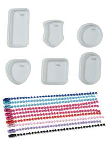 6 cái DIY Silicone Vật rủ xuống Nhựa Khuôn Với 10 cái Sắt Trái bóng Chuỗi Đối với UV Nhựa Làm đồ trang sức - Nhiều màu - Xem 2