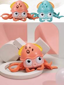 Juguete Musical De Cangrejo Bebé Gateando, Juguetes Electrónicos Iluminados Para Bebés Que Gatean Con Detección Automática De Obstáculos. Regalos Para Niños Y Niñas, Presenta Para Relleno De Medias Navideñas - Rosa - Ver 4