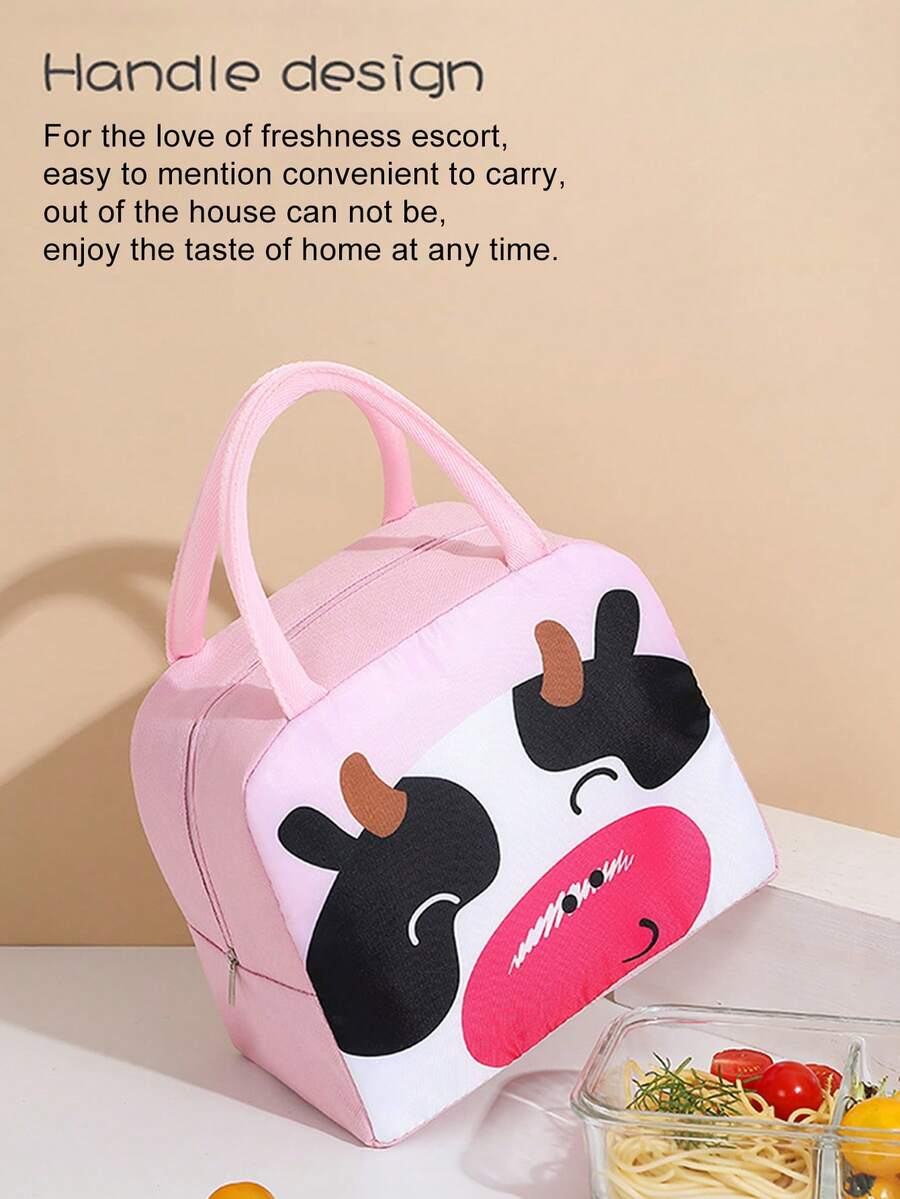 1個可愛的卡通水牛兒童午餐袋,戶外攜帶包,兒童學校午餐袋 - 粉色 - 查看 1