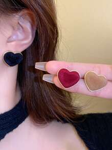 1對/2入組 簡潔時尚的丹寧925銀針圓耳環,適合女士日常佩戴 - 圓形 - 查看 3